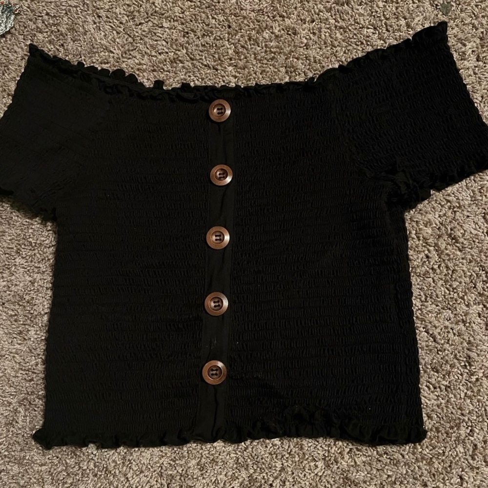 black ruffle crop top